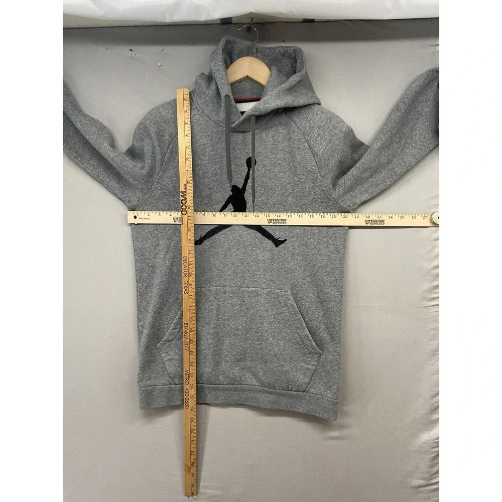 Nike Air Jordan Sweatshirt Hoodie Mens SMALL Gray Black‎ Jumpman Logo Pocket